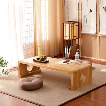 

Simple Japanese Style Simple Solid Wood Tung Wood Table Computer Table Bay Window Coffee Table Retro Chinese Student Table