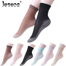 Jeseca новые 5 пар/Лот шелковые носки летние женские мягкие повседневные Нескользящие хлопковые Модные прозрачные женские тонкие шелковые носки