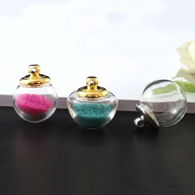 Mix Preglued Screw Cap Glass Globe Pendant Necklaces With Rubber Seal Tiny Glass Globes glass vial pendant Diy Finding glass bottles,mini glass bottles