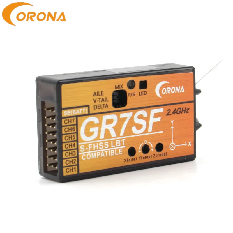 

Corona GR7SF 2.4g 7CH S.BUS Receiver With 3X Gyro Futaba S-FHSS Compatible Transmitter T6J T8J 10J T14SG 16SZ For FPV Airplane