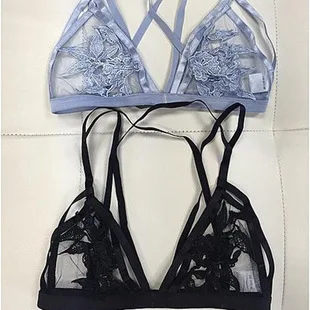 

2019 Sales Sexy Bikini European and American underwear sexy transparent mesh no steel ring ultra-thin lace embroidered bra