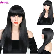 AIYEE 2" синтетические волосы парики косплей парик женский цвет красного вина длинные прямые синтетические волосы парик с челкой