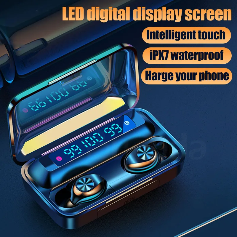 Bluetooth V5 0 Earphones Wireless Headphones With Microphone Sports Waterproof Headsets 2200mAh Charging Box For iPhone Android