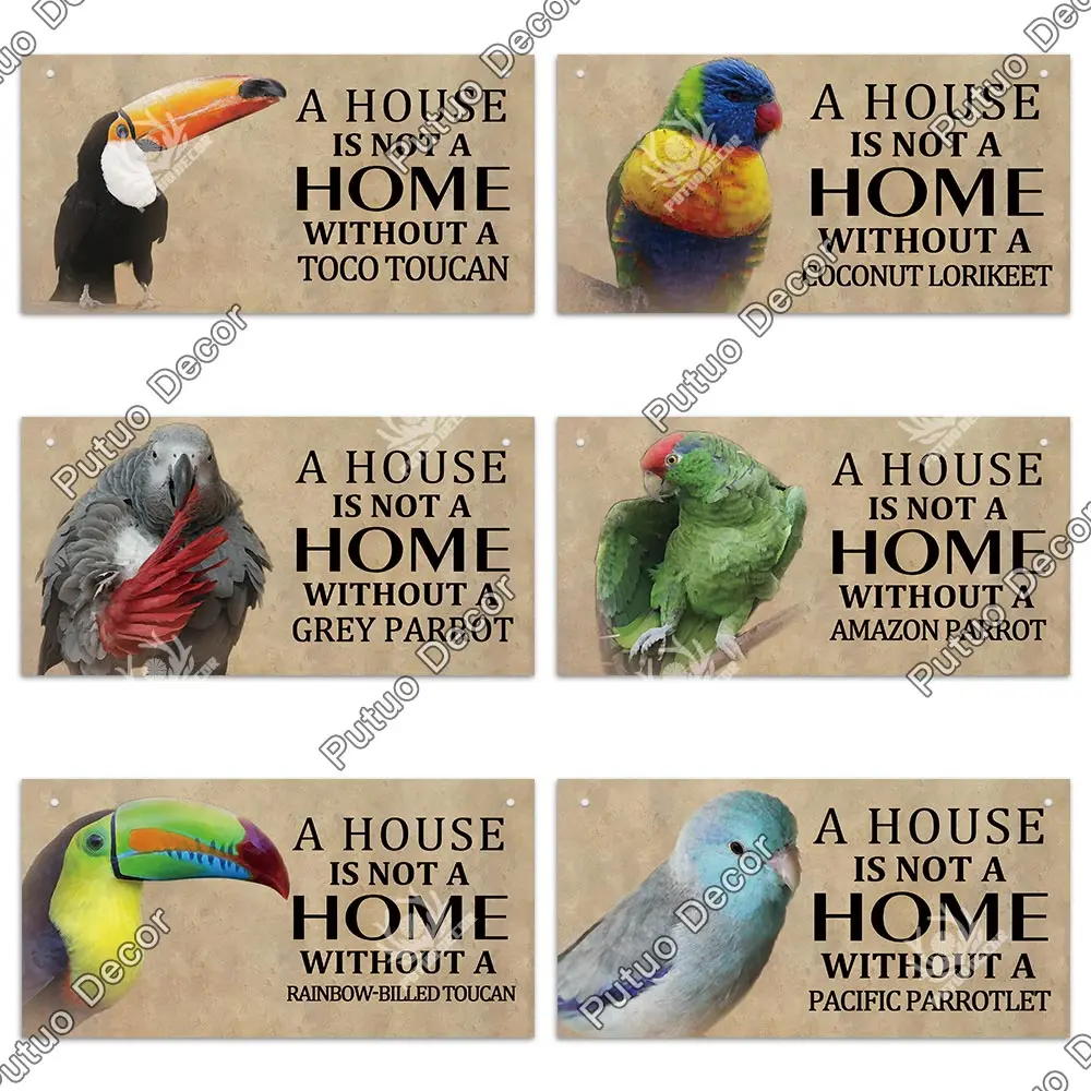 Putuo Decor Birds Sign Wood Hanging Plaque Wood Animal Signs Lovely Friendship Wooden Pendant for Cage House Home Wall Decor 6