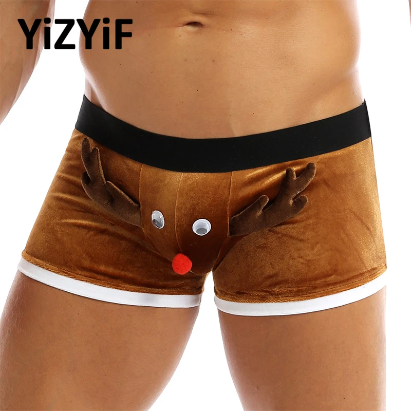 

Sexy Underwear Men Boxers Christmas Elk Boxer Shorts Underwear Gay Men Underpants Santa Claus Holiday Costume Male Boxershorts