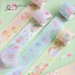 Bande autocollante décorative motif fraise, 3M x 30mm, Kawaii, pour scrapbooking, artisanat, étiquette, fournitures de papeterie scolaires, DIY bricolage 