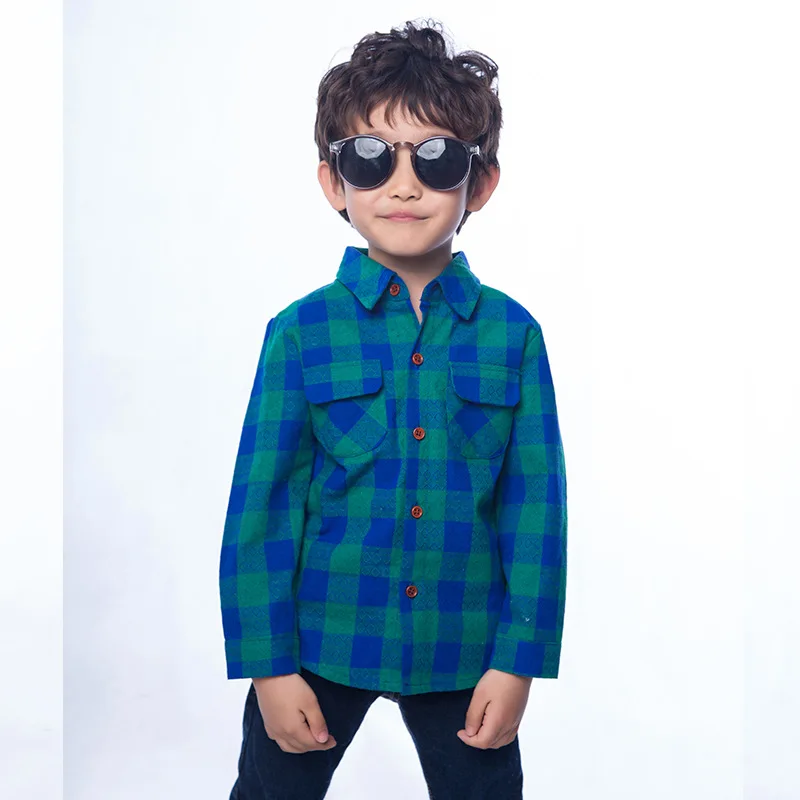 Осенняя новая стильная рубашка в клетку с длинными рукавами для мальчиков рубашка в клетку напрямую от производителя, в Корейском стиле, детская одежда