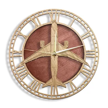 

787 Dearmliner Aircraft Wooden Wall Clock Aviation Home Decor Airplane Silent Swept Wall Watch Airline Pilots Retirement Gifts