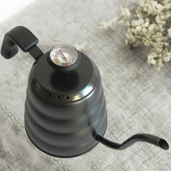 

Stainless Steel Tea Coffee Kettle with Thermometer,Gooseneck Thin Spout for Pour Over Coffee Pot,Works on Stovetop,1.2L