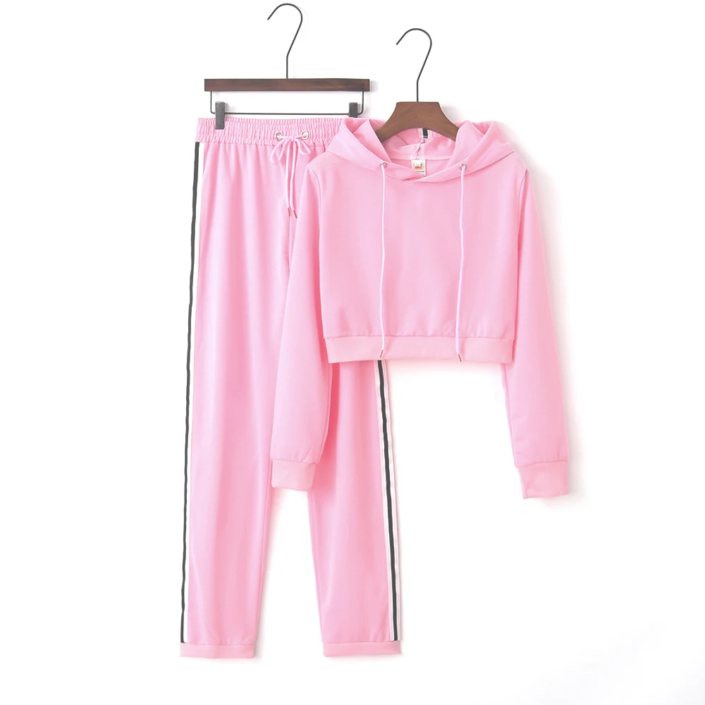 

2 Piece Set Women Oversized Sweatshirt Set Autumn Sportwear Solid Tracksuit Sweatpants Set Casual Female Suit Short Sweatshirts