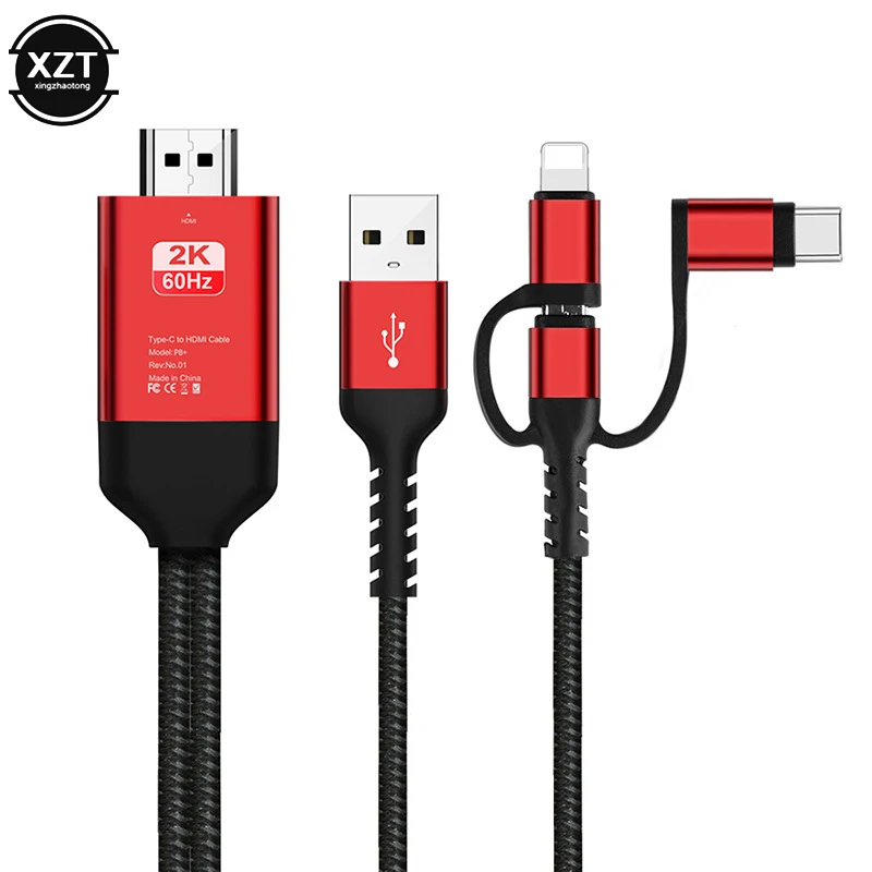 Compatible with iPhone iPad Android Phones MHL to HDMI Cable, WEILIANTE 6.6ft 1080P HD USB Type C/Micro USB to HDMI Cable for iPhone XS/X/XR/8/7/6 Plus iPad Samsung Pixel LG Sony Moto to TV/Monitor