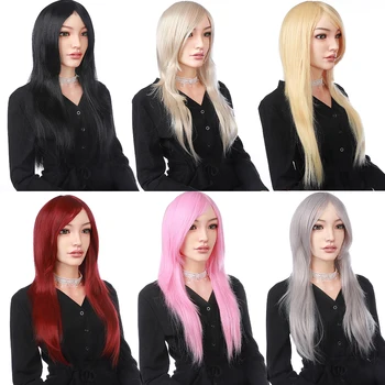 

BENEHAIR Long Cosplay Straight Wigs Synthetic Wigs Middle Part Fake Hair Extension Hairpiece Heat Resistant Fiber Women Hair