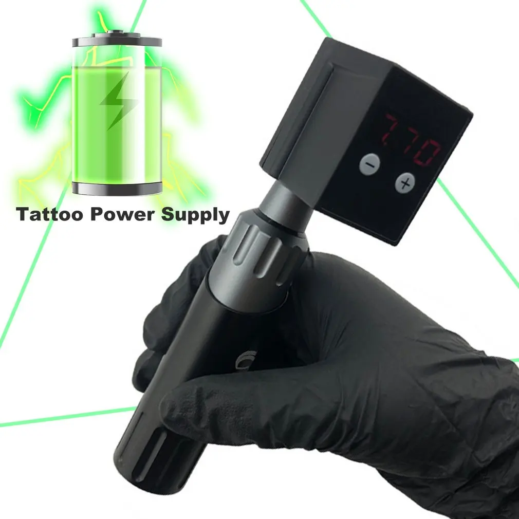 

Digital Display Rechargeable Tattoo Machine Battery Pack RCA/DC Power Supply RCA/DC connected to mini wireless power
