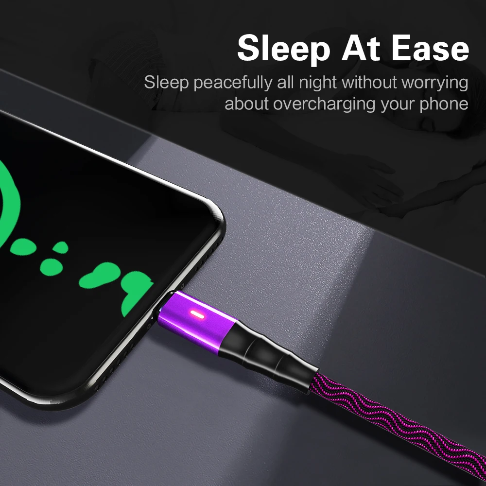 Smart Power Off Micro USB Cable 3A Nylon Fast Charge USB Data Cable for Samsung Xiaomi 3