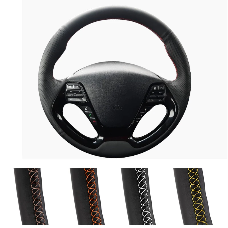 Car Steering Wheel Cover Customized Leather for Kia K3 2013 K2 Rio 2015 Ceed Cee'd 2012-Cerato 2013-steering wheel cover
