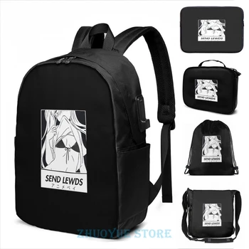 

Funny Graphic print Send Lewds USB Charge Backpack men School bags Women bag Travel laptop bag