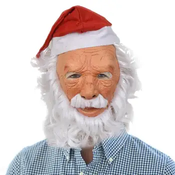 

Santa Claus Mask Santa Claus Latex Face Cover Hand-Made Realistic Christmas Headgear Hat Masquerade Costume Prop