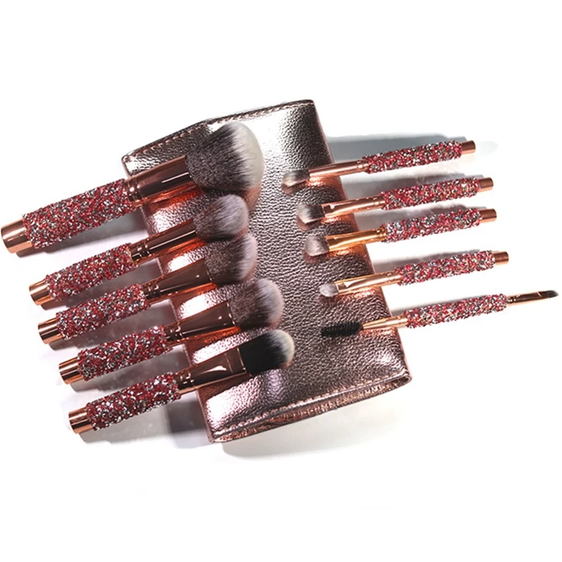 

10Pcs/Set Diamond Makeup Brushes Kit Women Make Up Tool Blending Contour Foundation Eyeshadow Brush with Cosmetic Bag