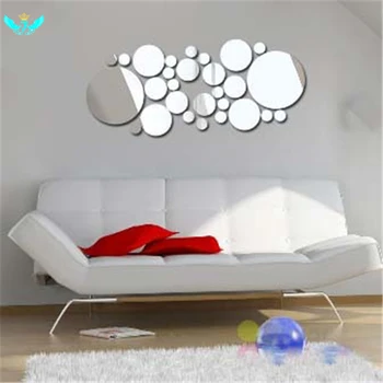 

30Pcs Cute Silver DIY Circle Mirror Wall Stickers Home Bedroom Office Decor Decoration DWH5