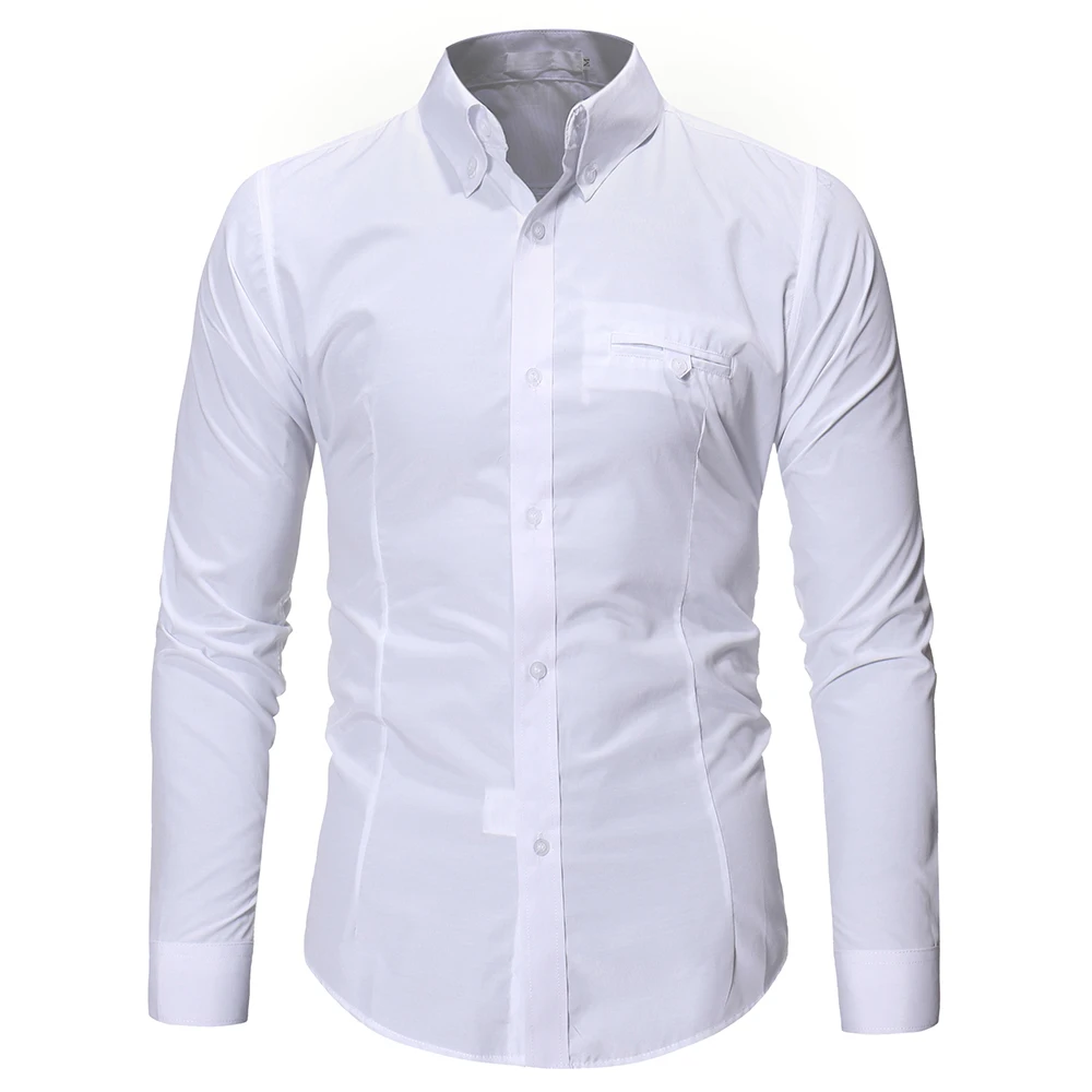 Мужская Повседневная рубашка Slim Fit Мужская Повседневная рубашка на пуговицах большой код рубашка с длинными рукавами официальные сорочки мужская одежда