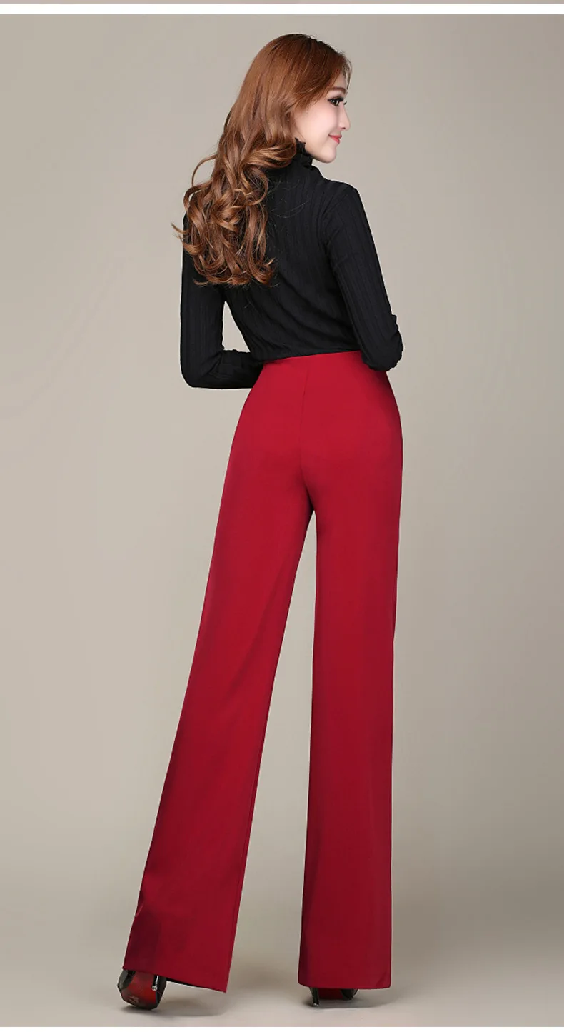 Прямые женские брюки с вышивкой, Утолщенные, с высокой талией, широкие, для женщин, новинка, элегантные, удобные, свободные брюки, RM50014