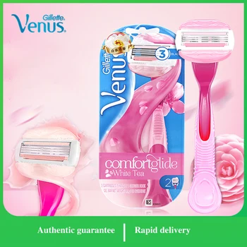 

3 Pcs Gillette Venus Straight Razor Blades Replacement Comfortglode White Tea Ultra Thin 3 Layer blades Fit Woman Body Curve