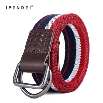 

IFENDEI Unisex Canvas Belt Retro Washed Alloy Double Ring Buckle Canvas Belt Casual Fashion Men Cowboy Pants Women Belt