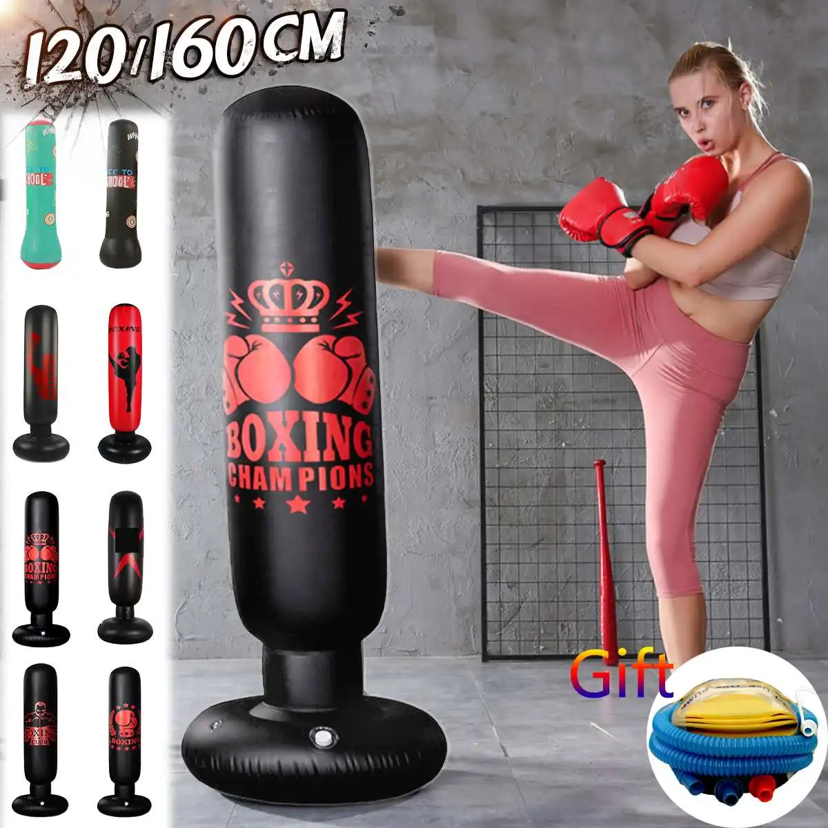 Inflatable Boxing Bag Training Exercise Punching Stand Fitness Equipment 