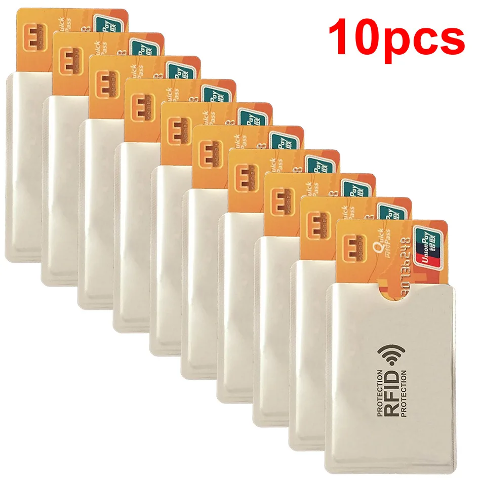 Анти Rfid кошелек Блокировка ридер замок банк держатель для карт Id банковский Чехол для карт металлический держатель для кредитных NFC алюминий 6*9,3 см - Цвет: 10pcs