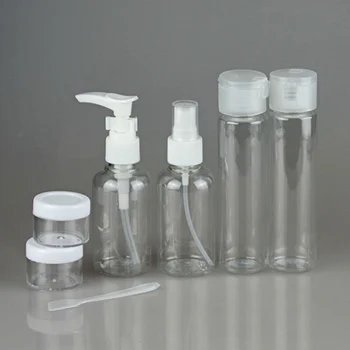 

6pcs Travel Refillable Bottles Set Cosmetic Sub Bottles Jars Spray Cream Shampoo Bottle Kit Empty Makeup Container Portable Tool