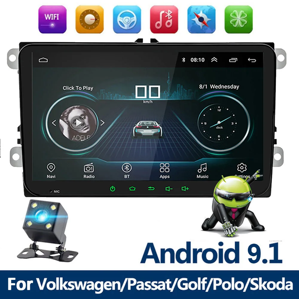 Автомобильный мультимедийный плеер 9 дюймов 2 din Android 1 GPS навигация для VW Volkswagen