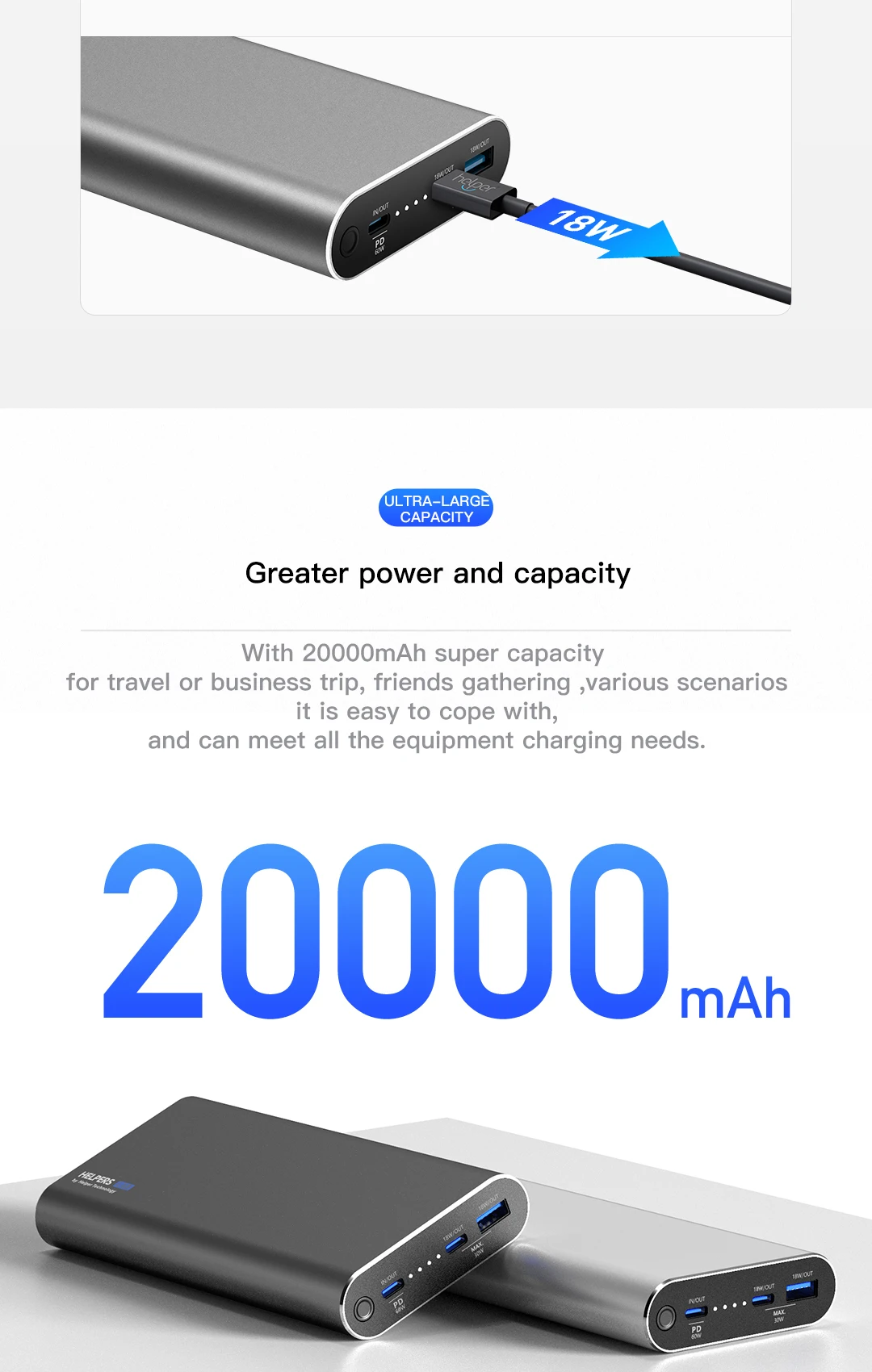 Powerbank 20V 2.25A 3.25A 45W 65W PD+ QC с входом/выходом usb type-C и выходом QC для ноутбуков Xiaomi Air HUAWEI usb type-C