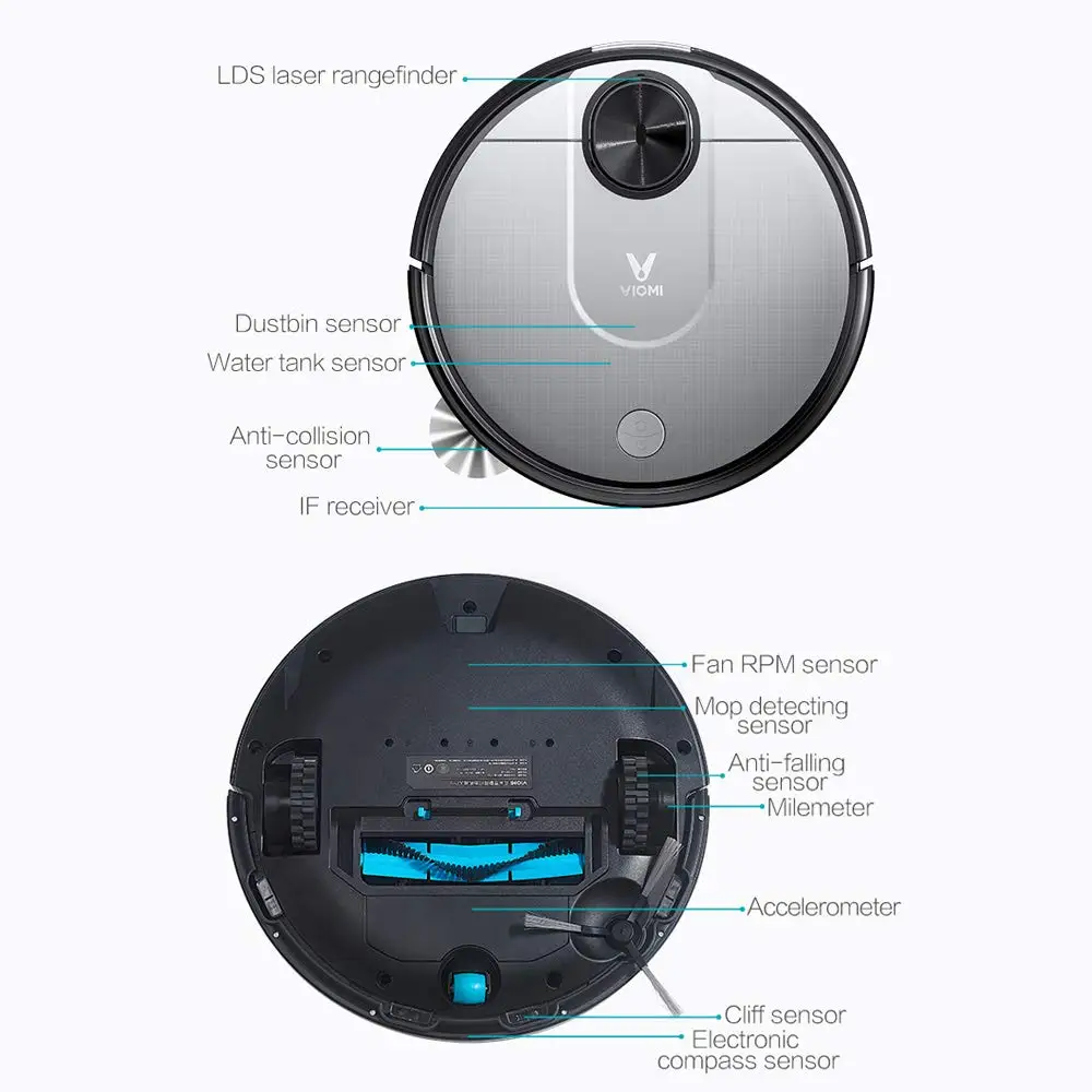[In Stock]New Xiaomi VIOMI V2 Pro 2100Pa Strong Suction Self-charging Robot Vacuum Cleaner LDS Sensor 2 in 1 Sweeping Mopping