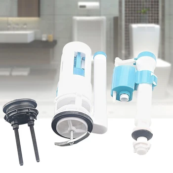

Flush Valve Set Home Toilet Tank Durable Plastic Double Button Inlet Outlet Fittings With Gasket Retractable Repair Drain Hotel