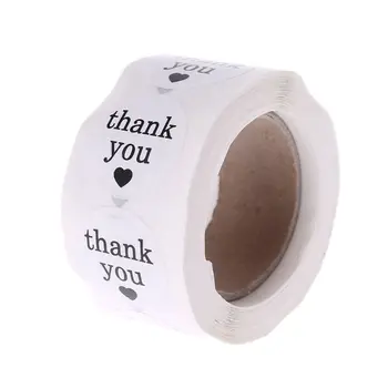 

1 Roll (500pcs) White Thank You Stickers Label For Wedding Anniversary Birthday Thank You Envelope