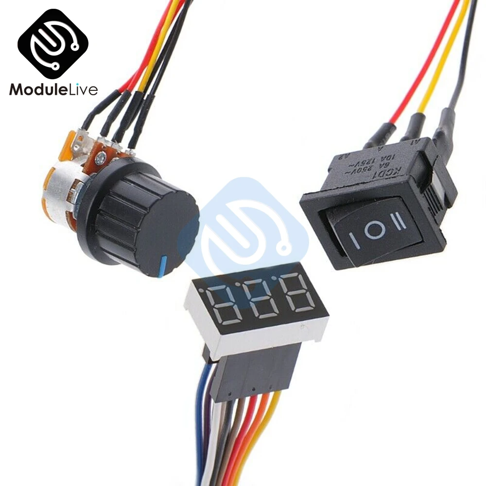 Регулируемый DC 10 V-55 V 12V 24V 36V 60A цифровой мотор Скорость ШИМ контроллер 12V 24V 48V 2000W Макс 100A Реверсивный потенциометр