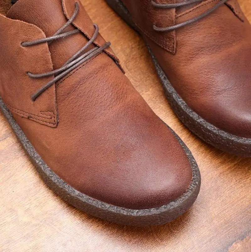Men Leather Boots Vintage Genuine Leather Ankle Boots Spring Autumn