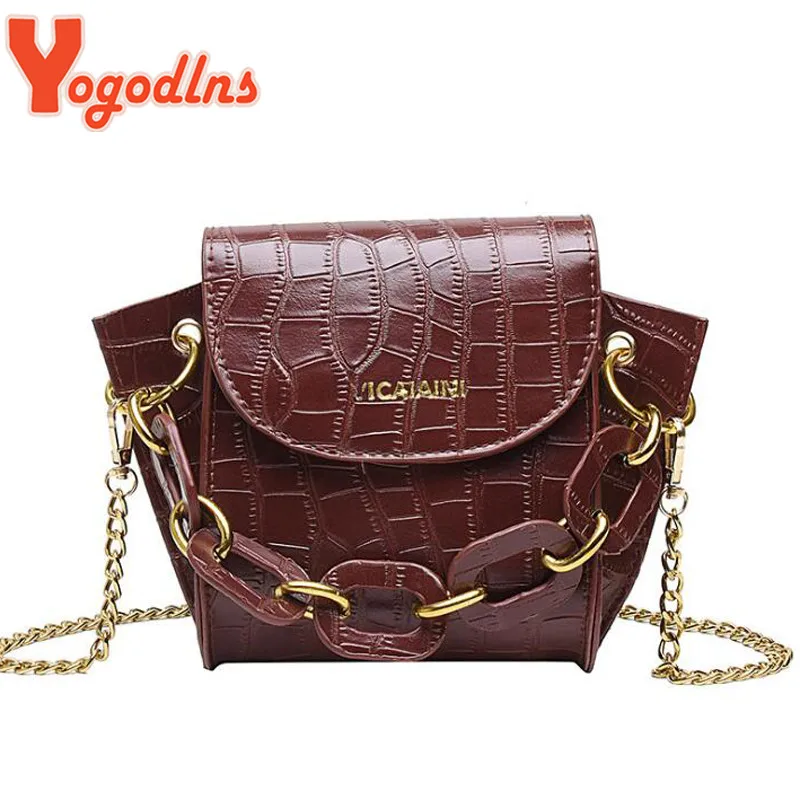 

Yogodlns Crossbody Bags Women Crocodile Pattern Stone Pattern Mini Shoulder Bag Chain Shoulder Bag