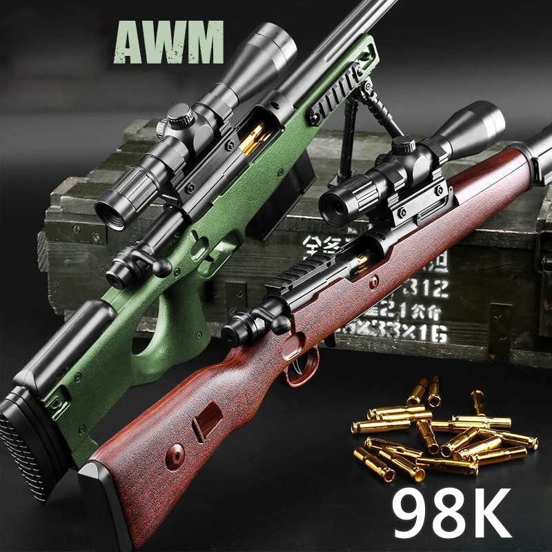 98k AWM Soft Bullet Sniper Rifle Pneumatic Airsoft Toy Gun Weapon