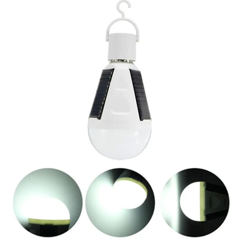 E27 Solar Lights Led Bulb Hanging Led Solar Lamp 7W 85-265V Rechargeable For Outdoor Hiking Camping Tent Fishing Lighting