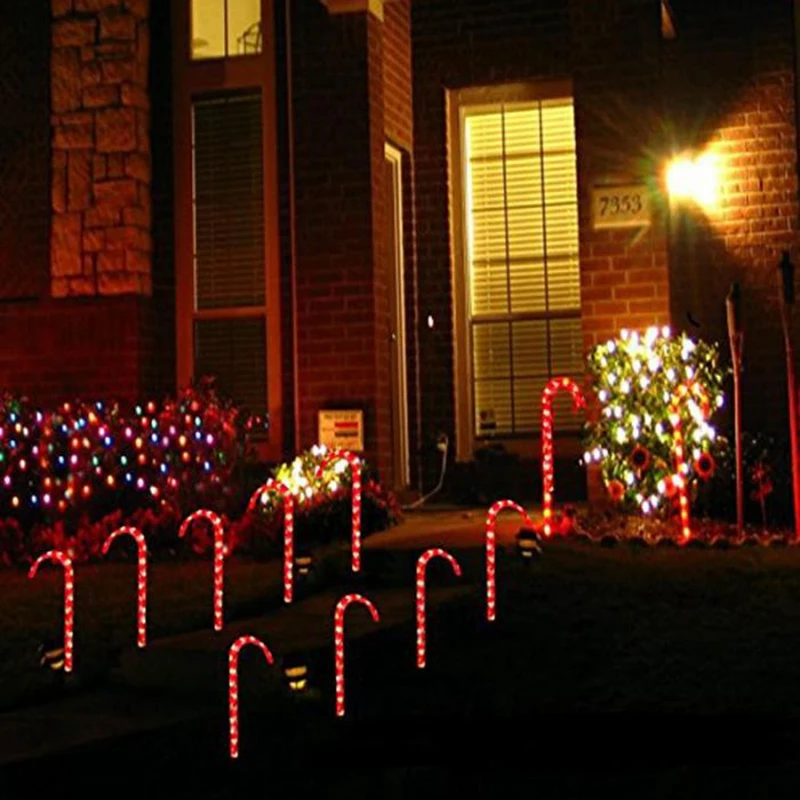 

Solar Powered Christmas Pathway Candy Cane Walkway Light Stake Lamp Outdoor Yard Xmas New Year's Decoration Solar Lamp
