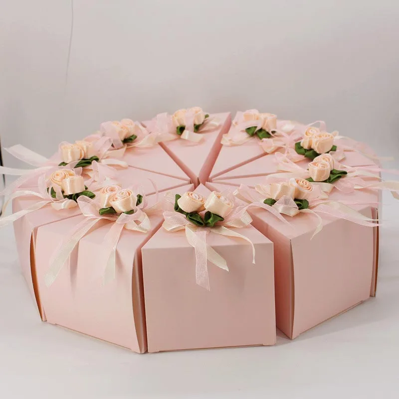 

Cake Shaped Elegant Candy Boxes Flower Designs Packaging Wedding Give Away Gifts