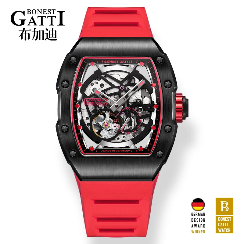 US $571.20 GATTI Men Mechanical Watch Top Brand Luxury Red Sapphire Crystal 50m Waterproof Classic Fashion Rubber Clock Automatic Watches