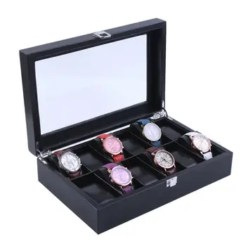 

10 slots luxury fashion women home black color pu leather watch box top quality watch storage box for men Watches 200802-33