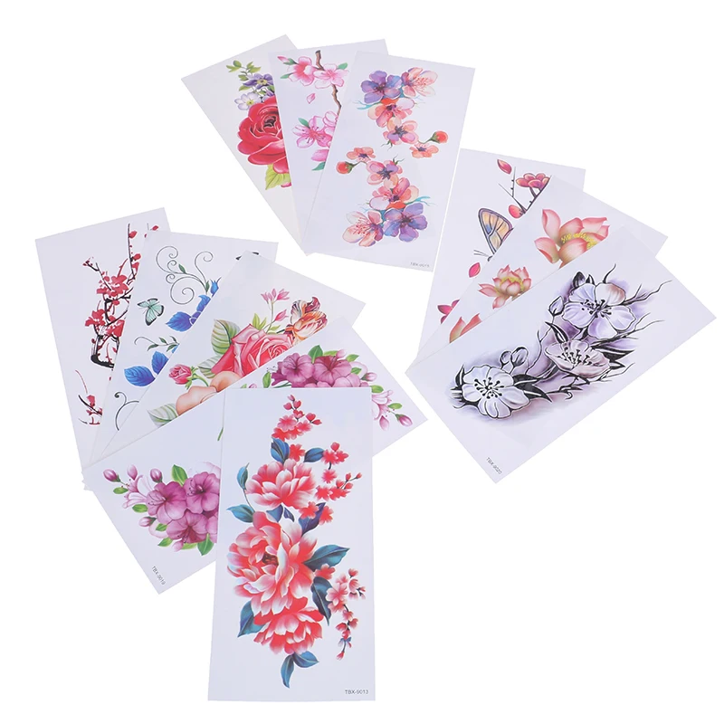 1PCS Flower Temporary Tattoos For Women Fashion Body Art Waterproof Arm Shoulder Hand Tattoo Sticker Fake Tatoo Paper