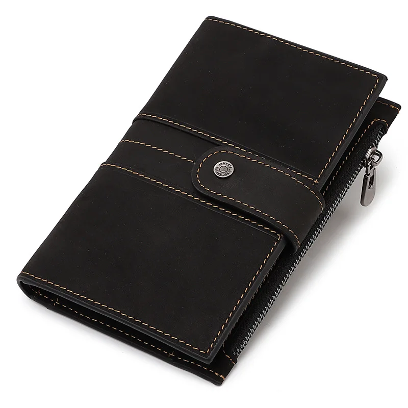 

High Quality The Mad Horse Skin Vintage Passport Bag Leather Multi-Functional Long Wallet Hand Bag Ticket Clip Passport Book.