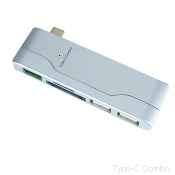 

USB C Hub Thunderbolt Adapter Type-C Combo 1 USB 3.0/2 USB 2.0 with TF SD Card Reader Slot Port for MacBook Other Type-C Devices