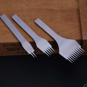 

White Steel Flat Chisel Leather Craft Tools Hole Punch Kit Diy Tool 2 Prong/5 Prong/10 Prong