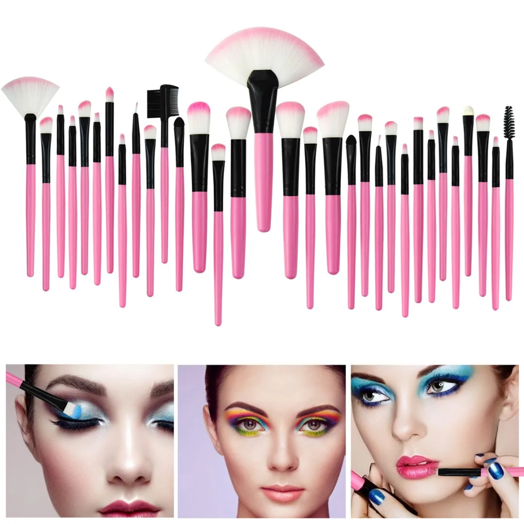 

32pcs Pink Makeup Brush Set With Bag Eye Shadow Foundation Powder Eyeliner Eyelash Lip Make Up Brush Cosmetic Beauty Tool Kit
