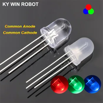 

10Pcs Multicolor 4pin 10mm RGB Led Diode Light Lamp Tricolor Round Common Anode/Cathode LED Light Emitting Diode Red Green Blue
